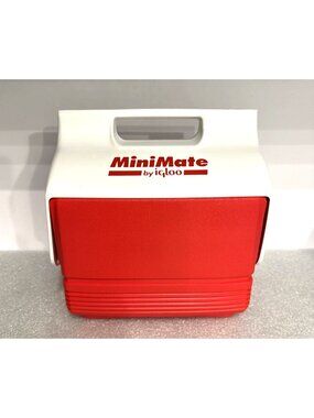 Vintage MiniMate Cooler By Igloo Made In USA Retro Push Button Red White 6 Pack